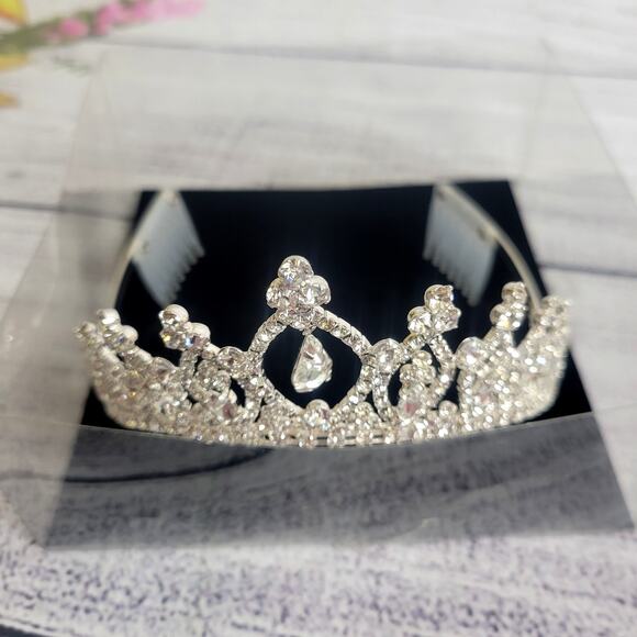 His & Hers Rhinestone Bridal Tiara with Combs - Picture 2 of 6